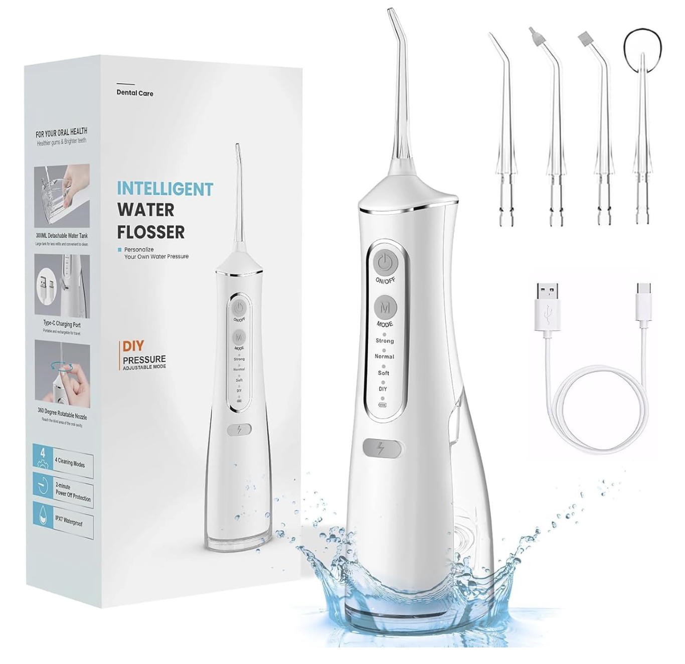 Irrigador Bucal Water Flosser, Irrigador Dental Portátil y Recargable USB