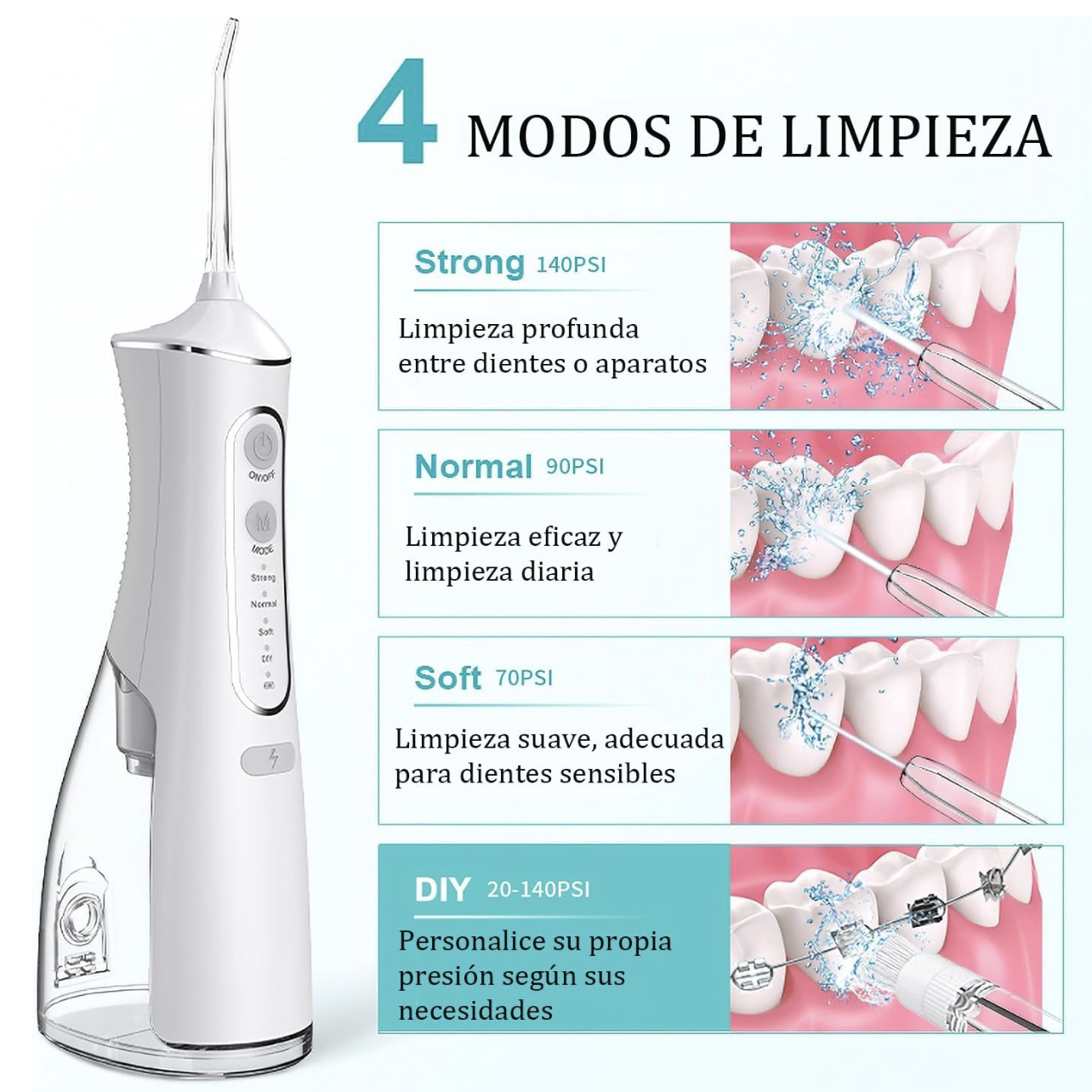 Irrigador Bucal Water Flosser, Irrigador Dental Portátil y Recargable USB - Image 2