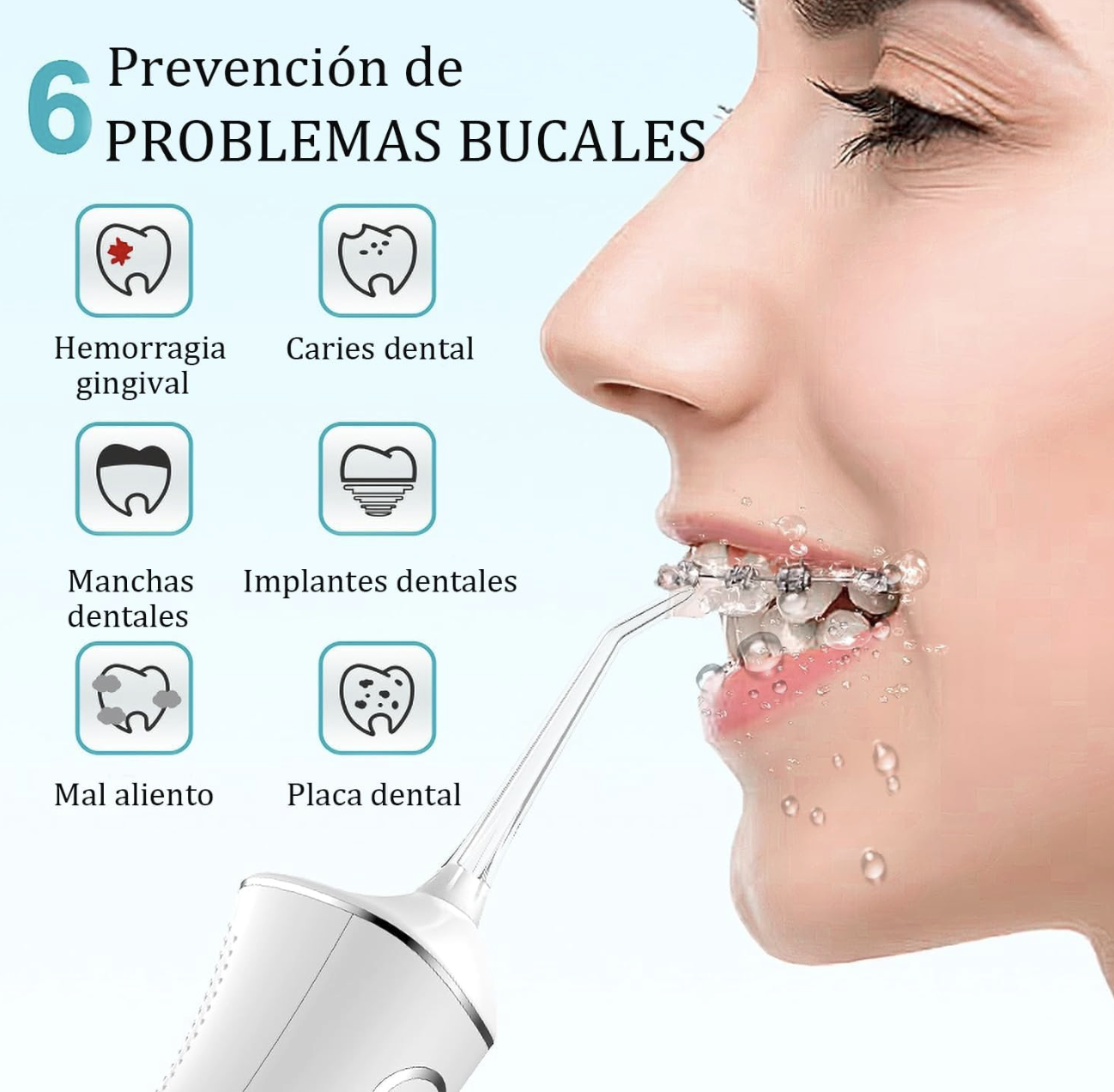 Irrigador Bucal Water Flosser, Irrigador Dental Portátil y Recargable USB - Image 3