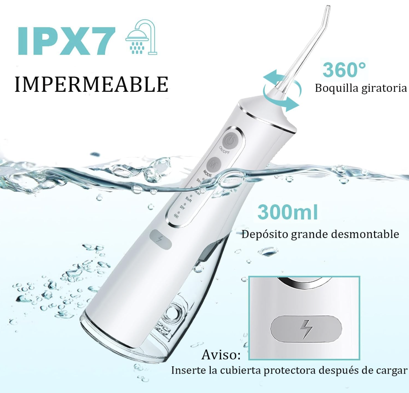 Irrigador Bucal Water Flosser, Irrigador Dental Portátil y Recargable USB - Image 4