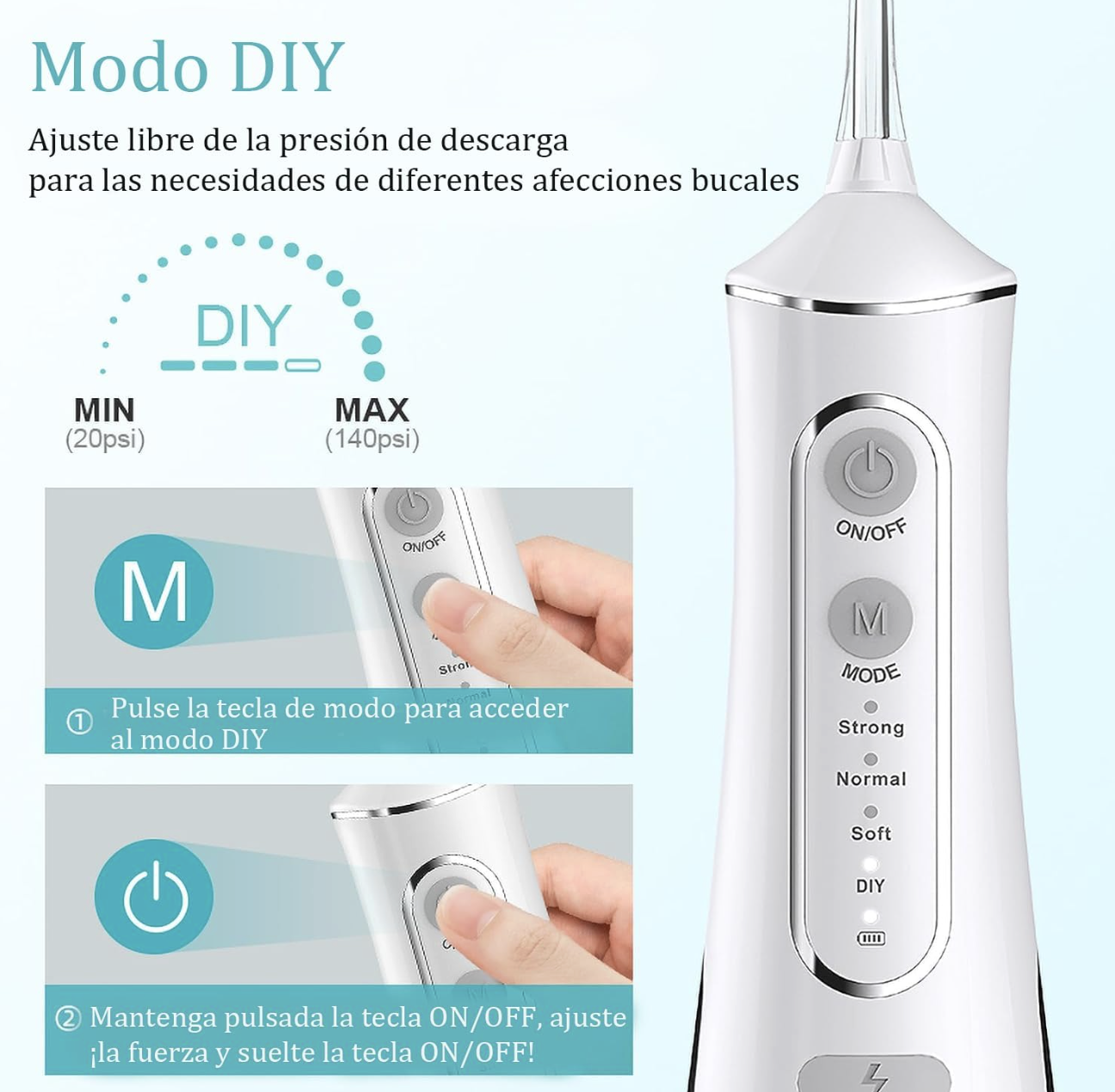 Irrigador Bucal Water Flosser, Irrigador Dental Portátil y Recargable USB - Image 8