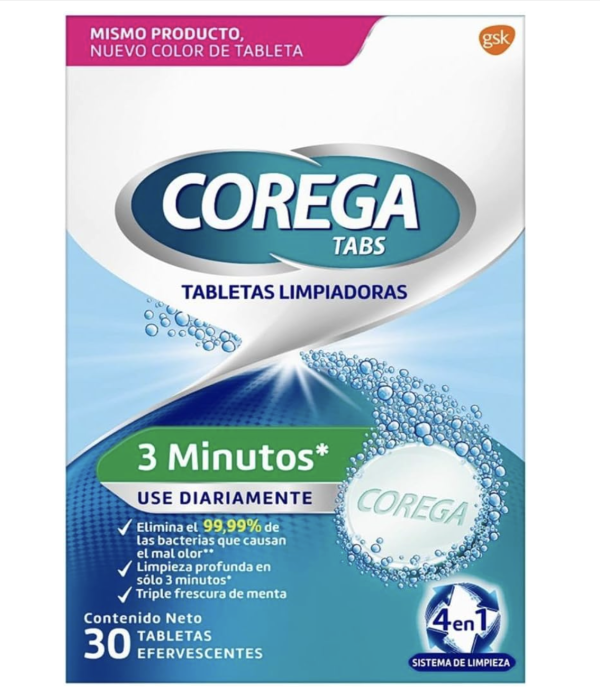 Limpiador de Prótesis Dentales, 30 Tabletas Efervescentes